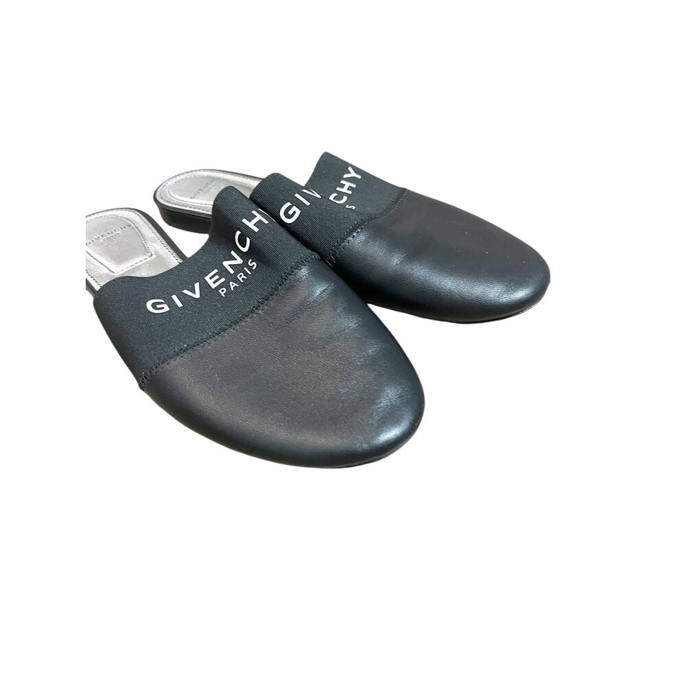 Givenchy Bedford Black Logo Print Leather Slip On Mules Size 6.5 - Picture 7 of 12